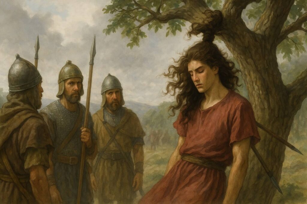 mort absalom tete coince arbre terebinthe bible 2 samuel 18